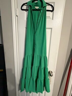 Sleeveless Tiered Green Maxi Dress